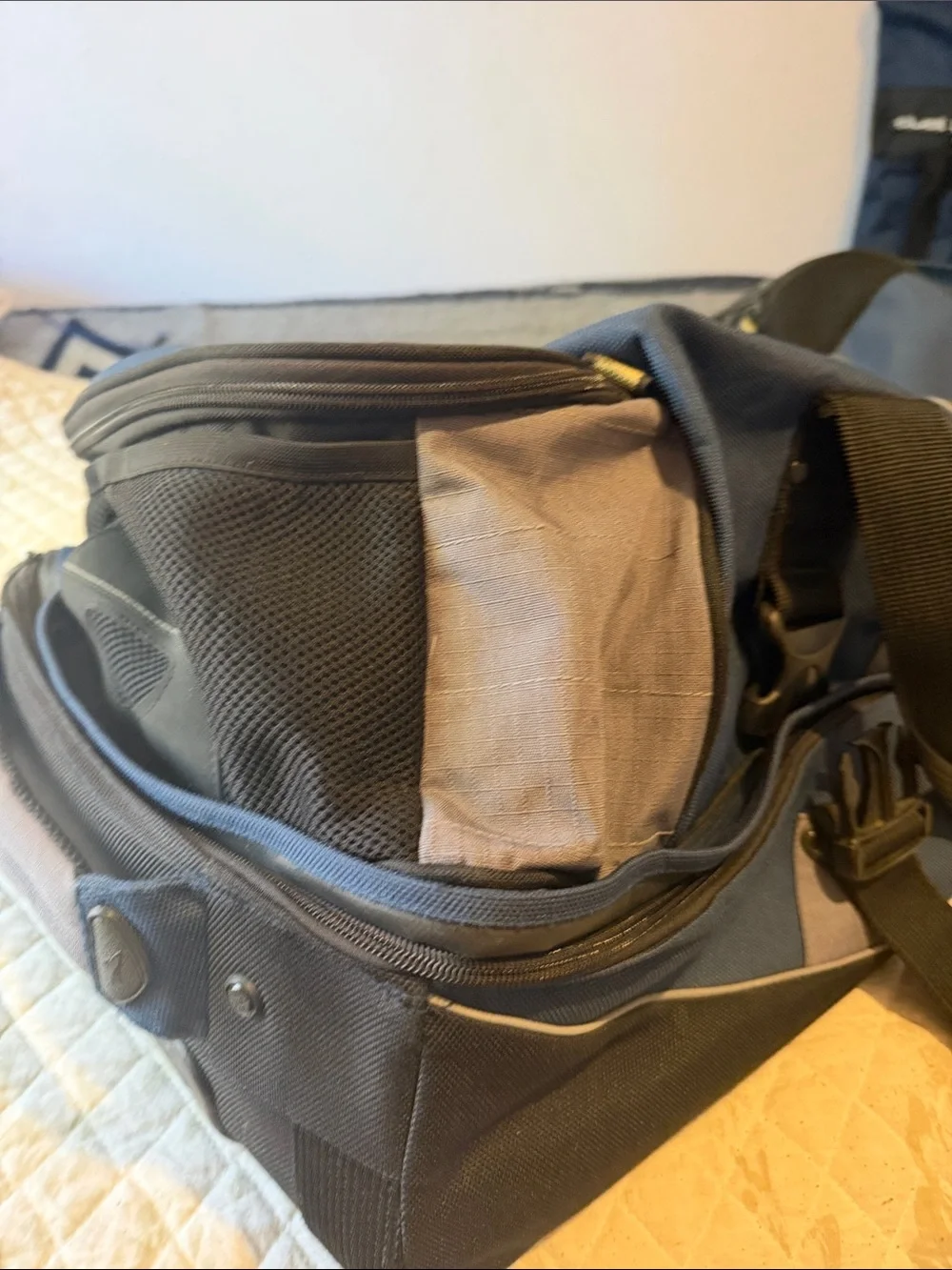 Unbranded Blue and Gray Men’s Duffel Bag with Shoulder Strap